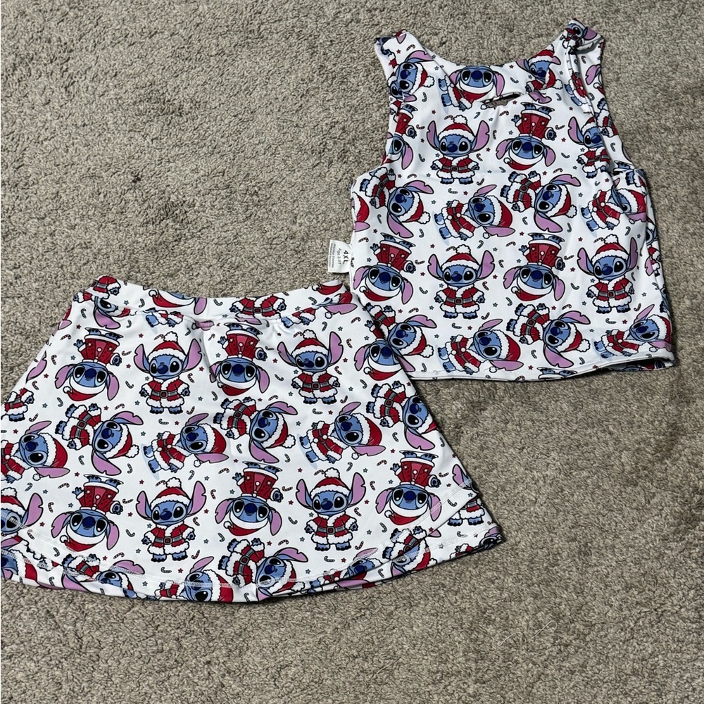 Stitch Patterned Tank Top and Skirt Set